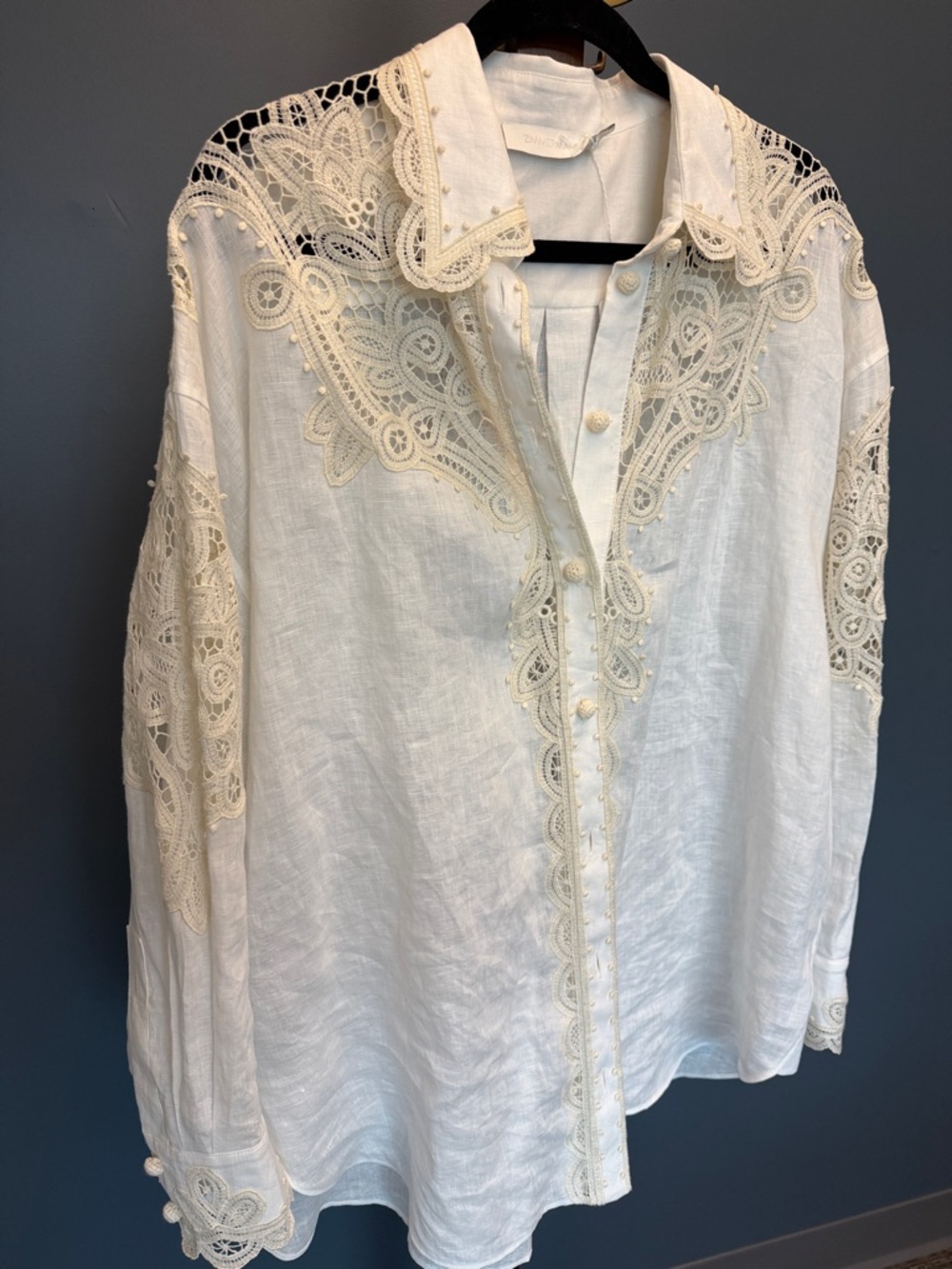 Zimmermann Cream Linen Top with Subtle Woven Texture